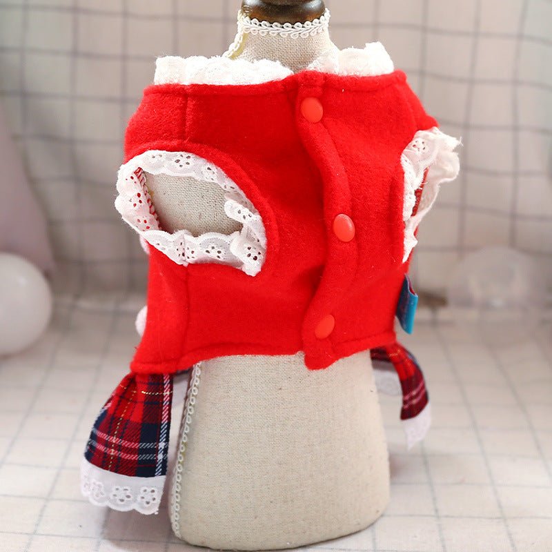 🎄 Abbigliamento Natalizio e di Capodanno per Cani – Vestito Rosso a Quadretti Elegante - Aky & Co.