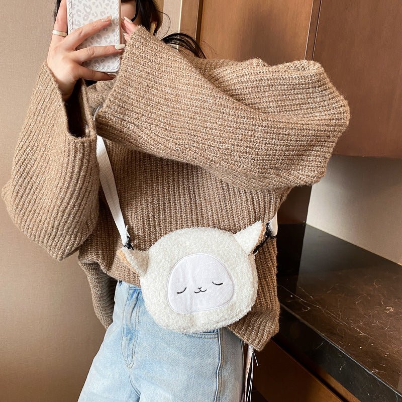 Borsa Donna Autunno/Inverno con Pupazzo - Tracolla Circolare in Peluche, Fashion Street Style - Aky & Co.