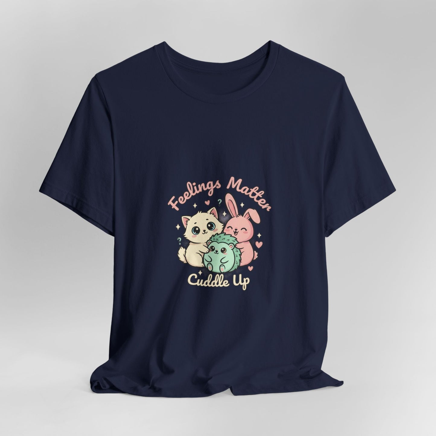 Empathetic Kawaii Critters Tee | tiny creature art, pastel emotive cartoon pet - AKYCO
