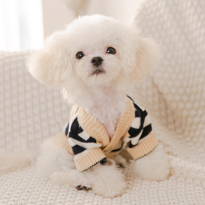 Maglione lavorato a maglia a righe per cuccioli di cane di autunno e inverno, cardigan per cani di piccola e media taglia, vestiti a due zampe, abbigliamento invernale sottile - Aky & Co.