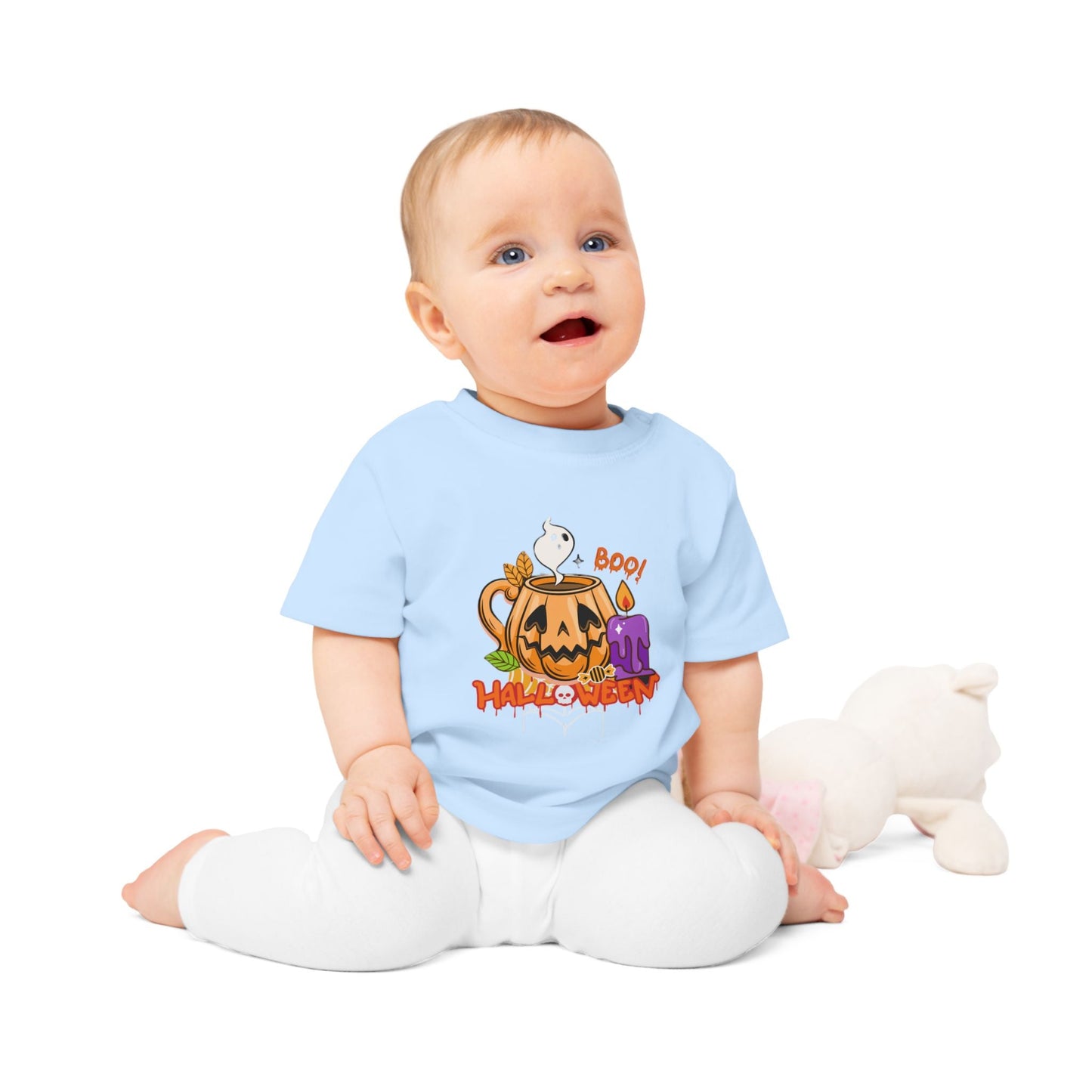 T-Shirt per Bambini di Halloween con Design di Zucca e Fantasma - Aky & Co.