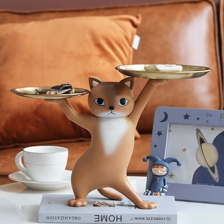 Vassoio Portaoggetti con Gatto – Design in Resina per Casa e Ufficio - Aky & Co.