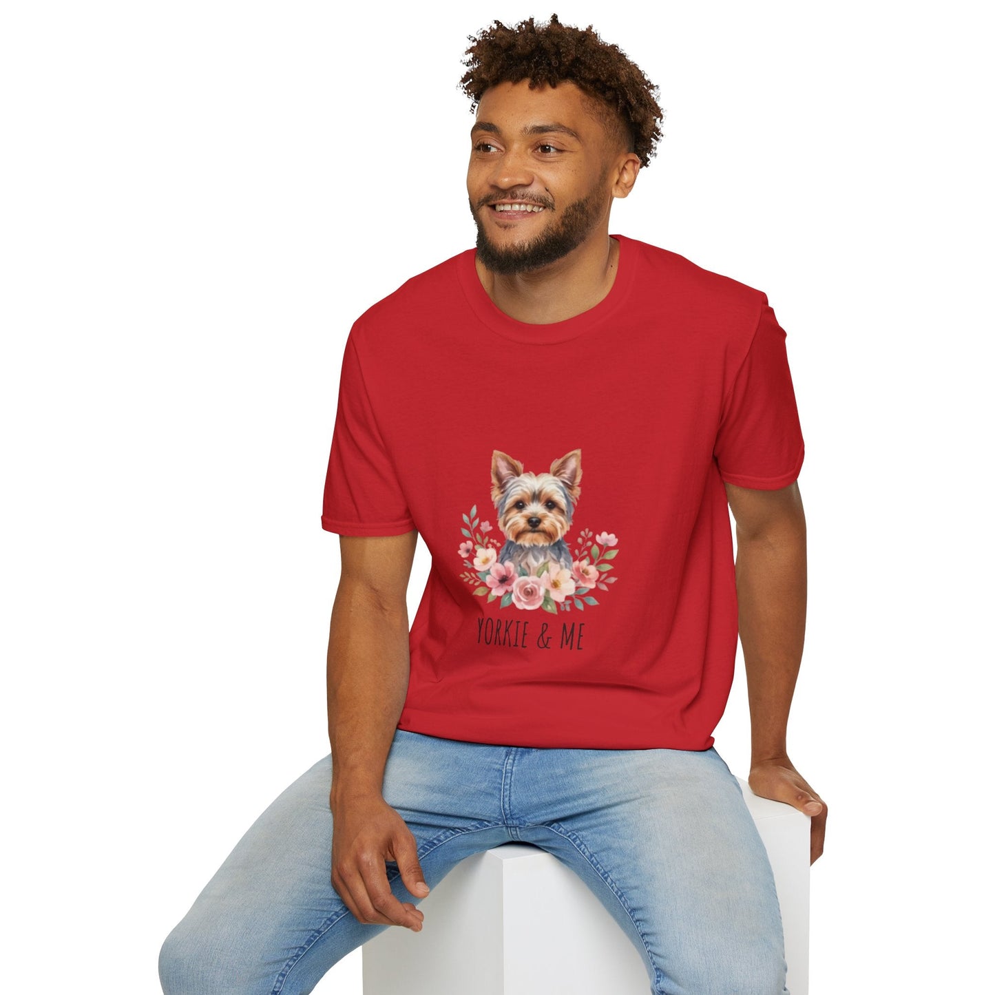 Yorkie & Me T‑Shirt — Floral Yorkshire Terrier Tee - AKYCO