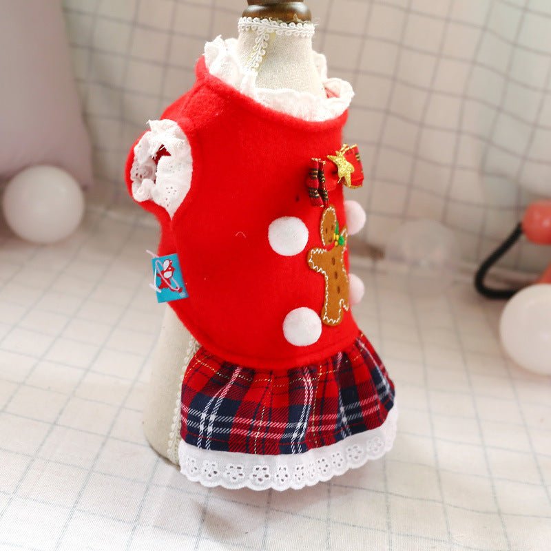 🎄 Abbigliamento Natalizio e di Capodanno per Cani – Vestito Rosso a Quadretti Elegante - Aky & Co.