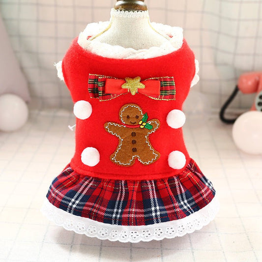 🎄 Abbigliamento Natalizio e di Capodanno per Cani – Vestito Rosso a Quadretti Elegante - Aky & Co.