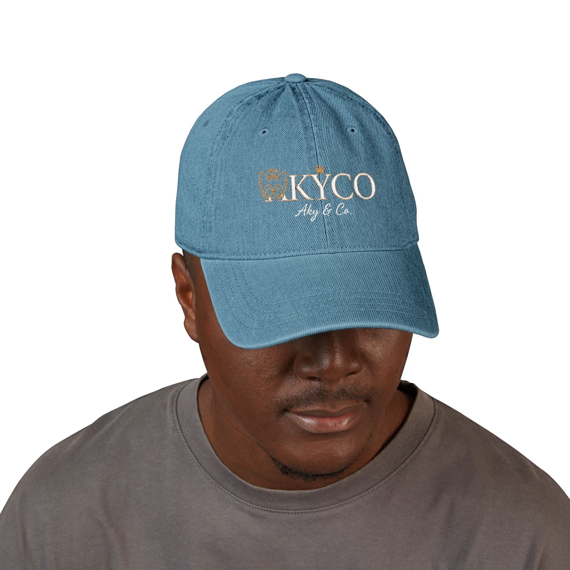 AKYCO Embroidered Denim Hat — Dog Logo Cap with Paw Accent - AKYCO