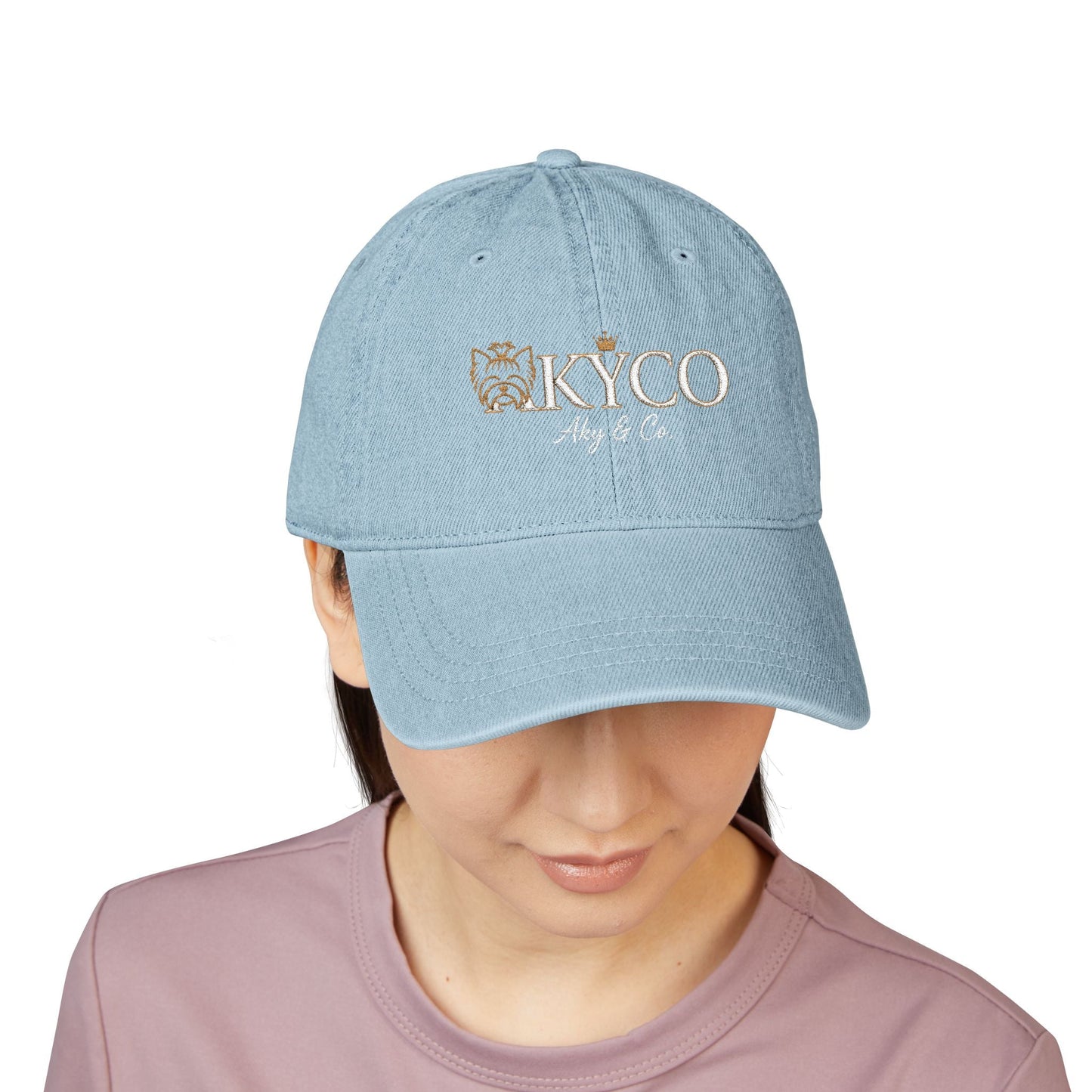 AKYCO Embroidered Denim Hat — Dog Logo Cap with Paw Accent - AKYCO
