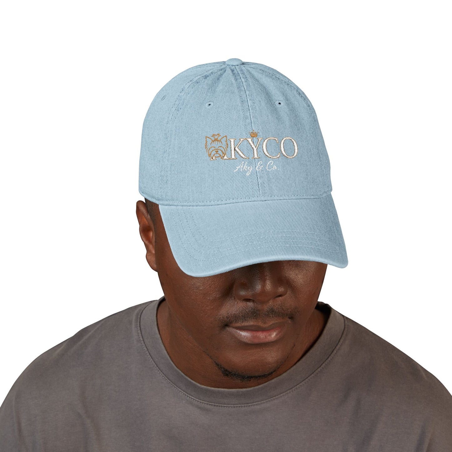 AKYCO Embroidered Denim Hat — Dog Logo Cap with Paw Accent - AKYCO