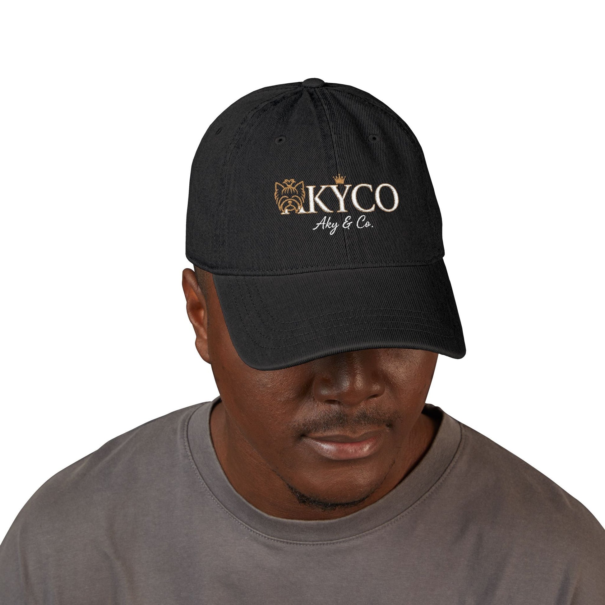 AKYCO Embroidered Denim Hat — Dog Logo Cap with Paw Accent - AKYCO
