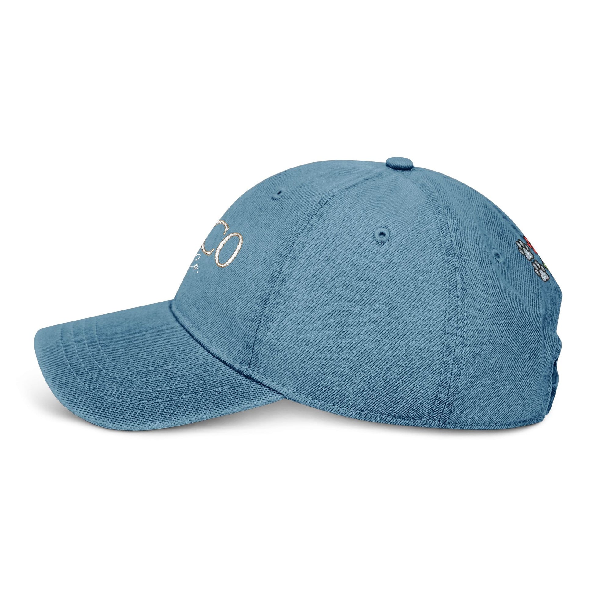 AKYCO Embroidered Denim Hat — Dog Logo Cap with Paw Accent - AKYCO