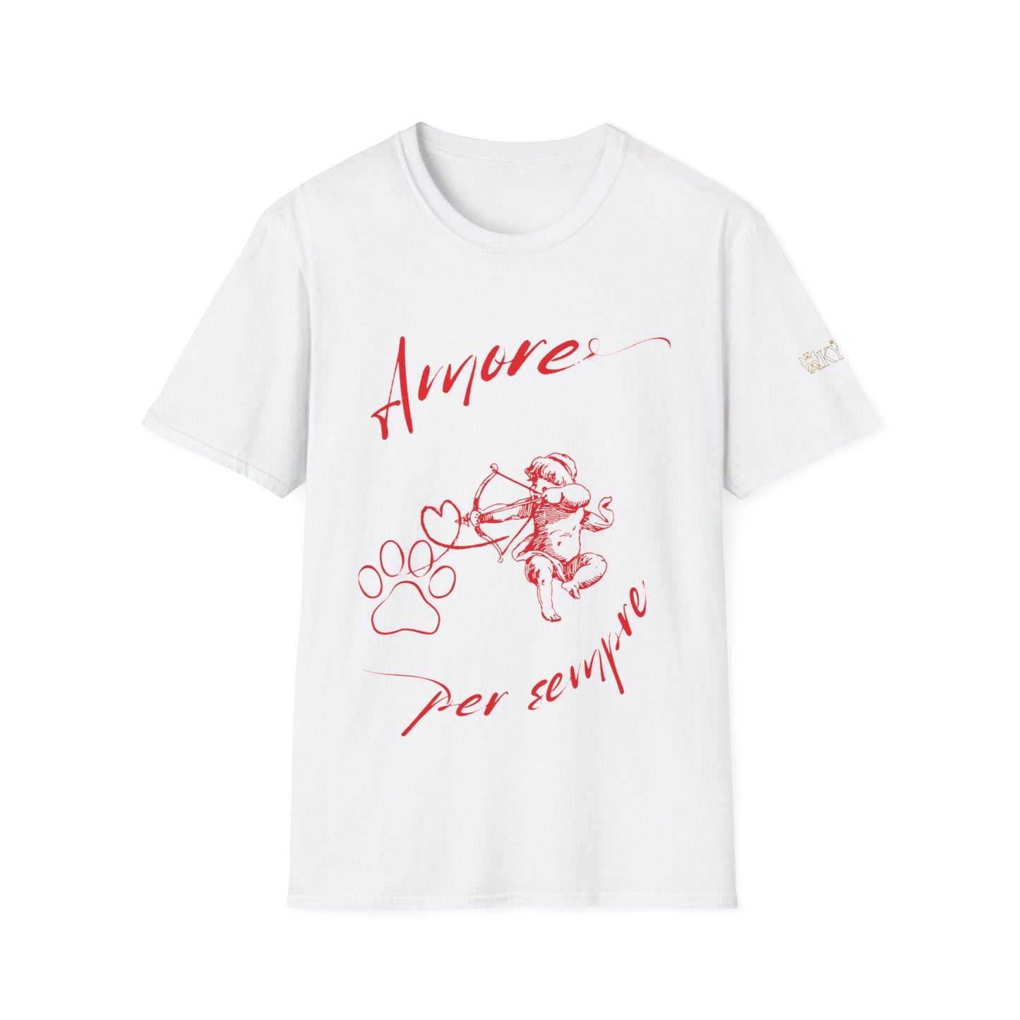 Amore per Sempre Paw & Cherub T-Shirt — Romantic Pet Lover Tee - AKYCO