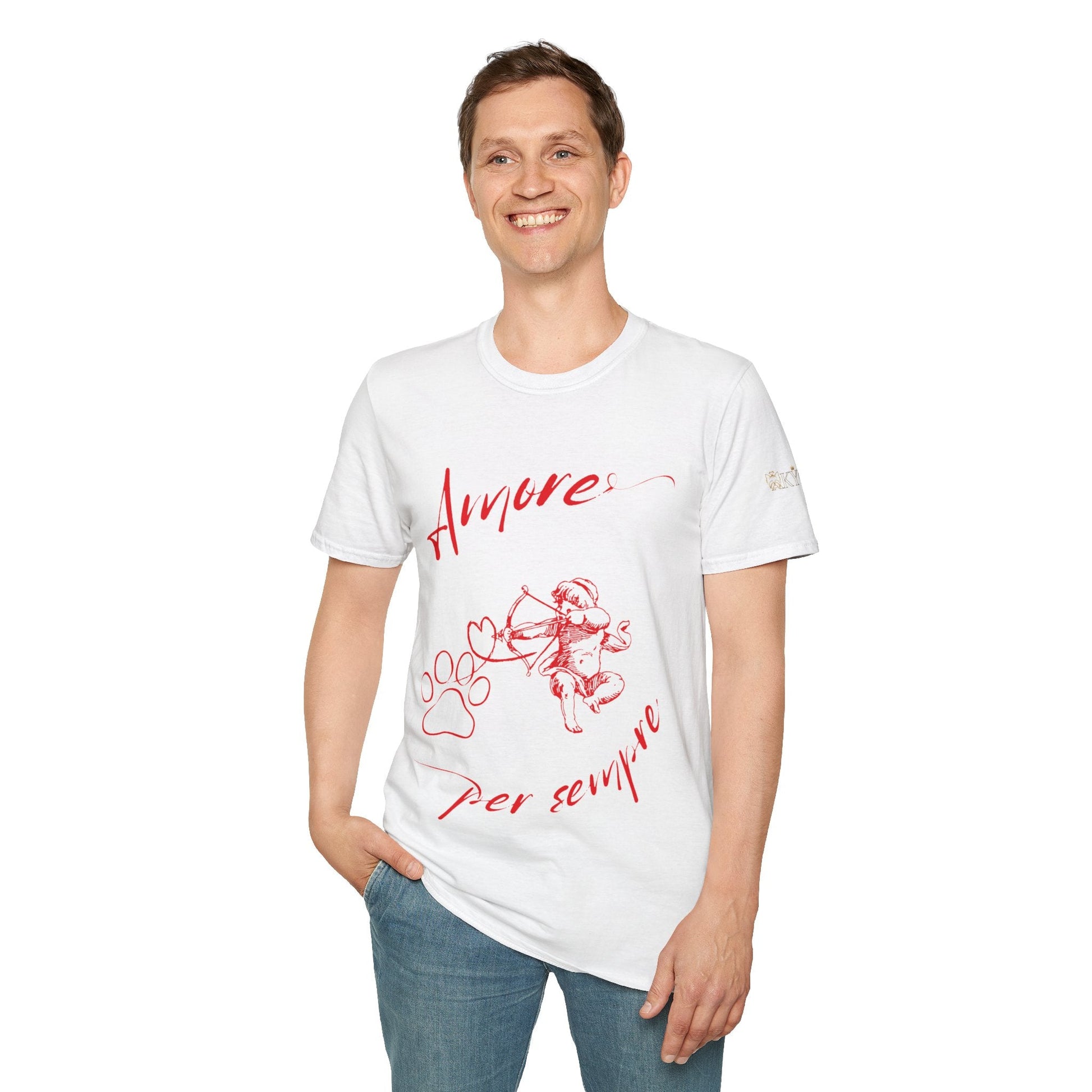 Amore per Sempre Paw & Cherub T-Shirt — Romantic Pet Lover Tee - AKYCO