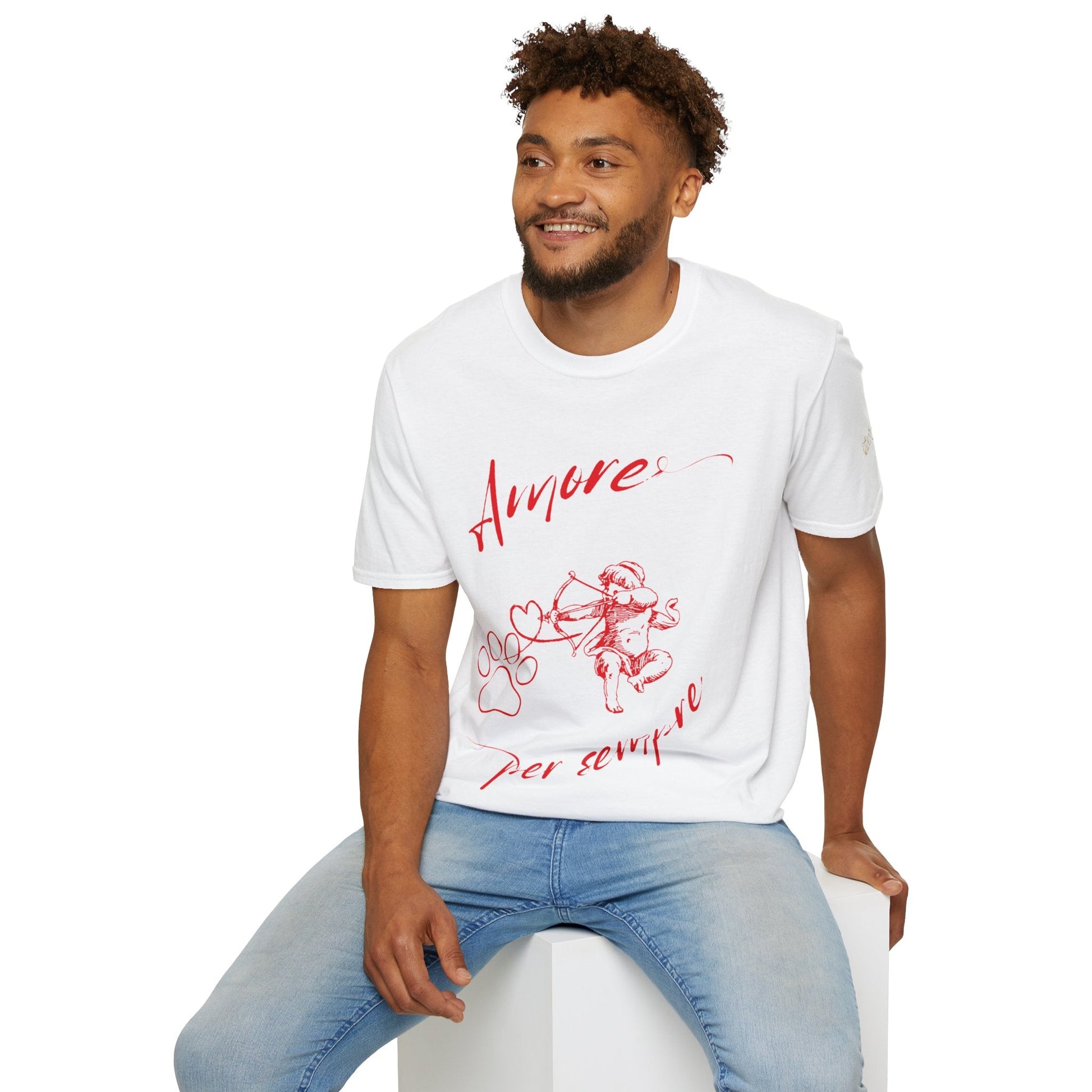 Amore per Sempre Paw & Cherub T-Shirt — Romantic Pet Lover Tee - AKYCO