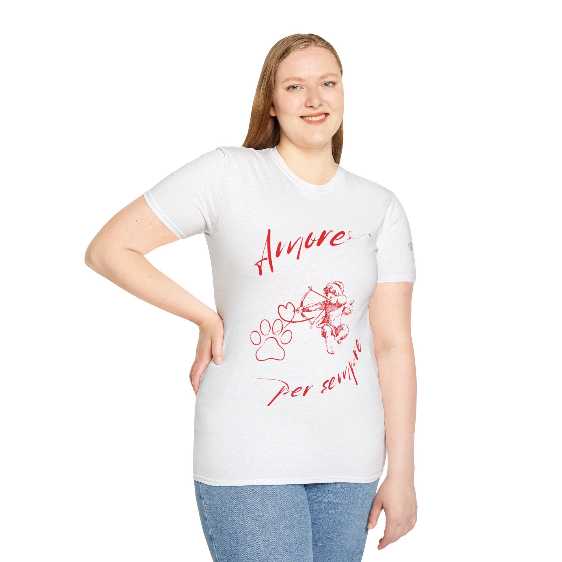 Amore per Sempre Paw & Cherub T-Shirt — Romantic Pet Lover Tee - AKYCO