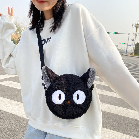 Borsa Donna Autunno/Inverno con Pupazzo - Tracolla Circolare in Peluche, Fashion Street Style - Aky & Co.