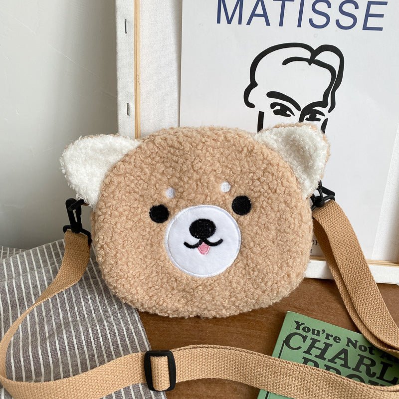 Borsa Donna Autunno/Inverno con Pupazzo - Tracolla Circolare in Peluche, Fashion Street Style - Aky & Co.