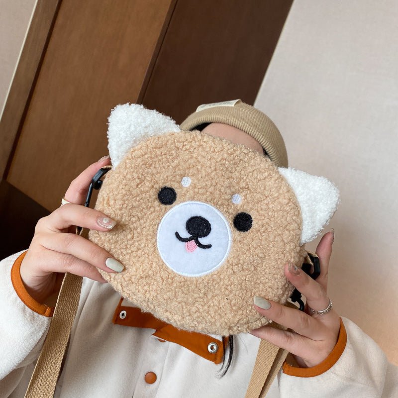 Borsa Donna Autunno/Inverno con Pupazzo - Tracolla Circolare in Peluche, Fashion Street Style - Aky & Co.