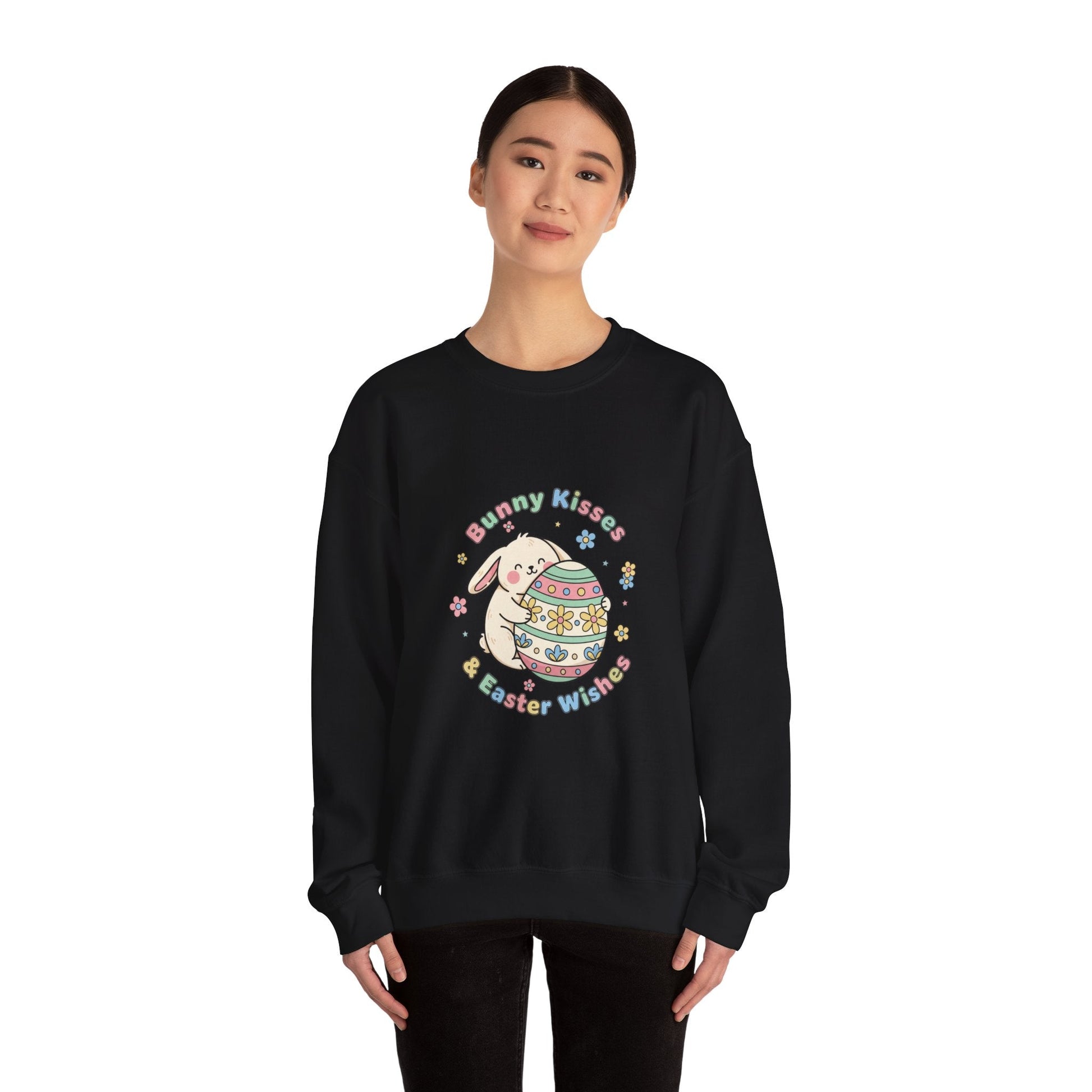 Bunny Kisses & Easter Wishes Crewneck Sweatshirt | pastel spring, bunny aesthetic - AKYCO
