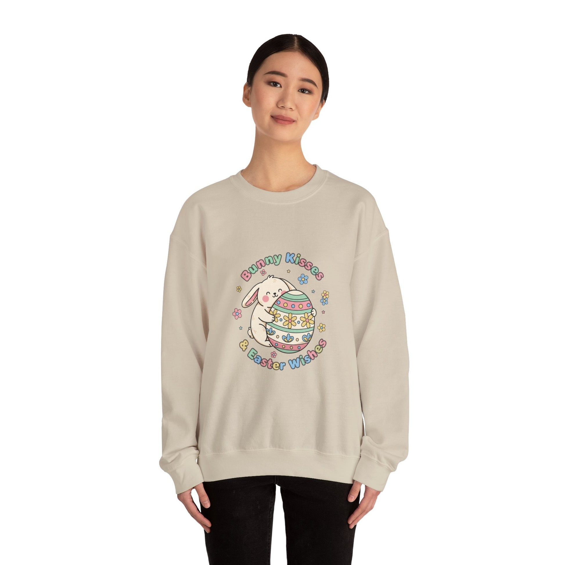 Bunny Kisses & Easter Wishes Crewneck Sweatshirt | pastel spring, bunny aesthetic - AKYCO