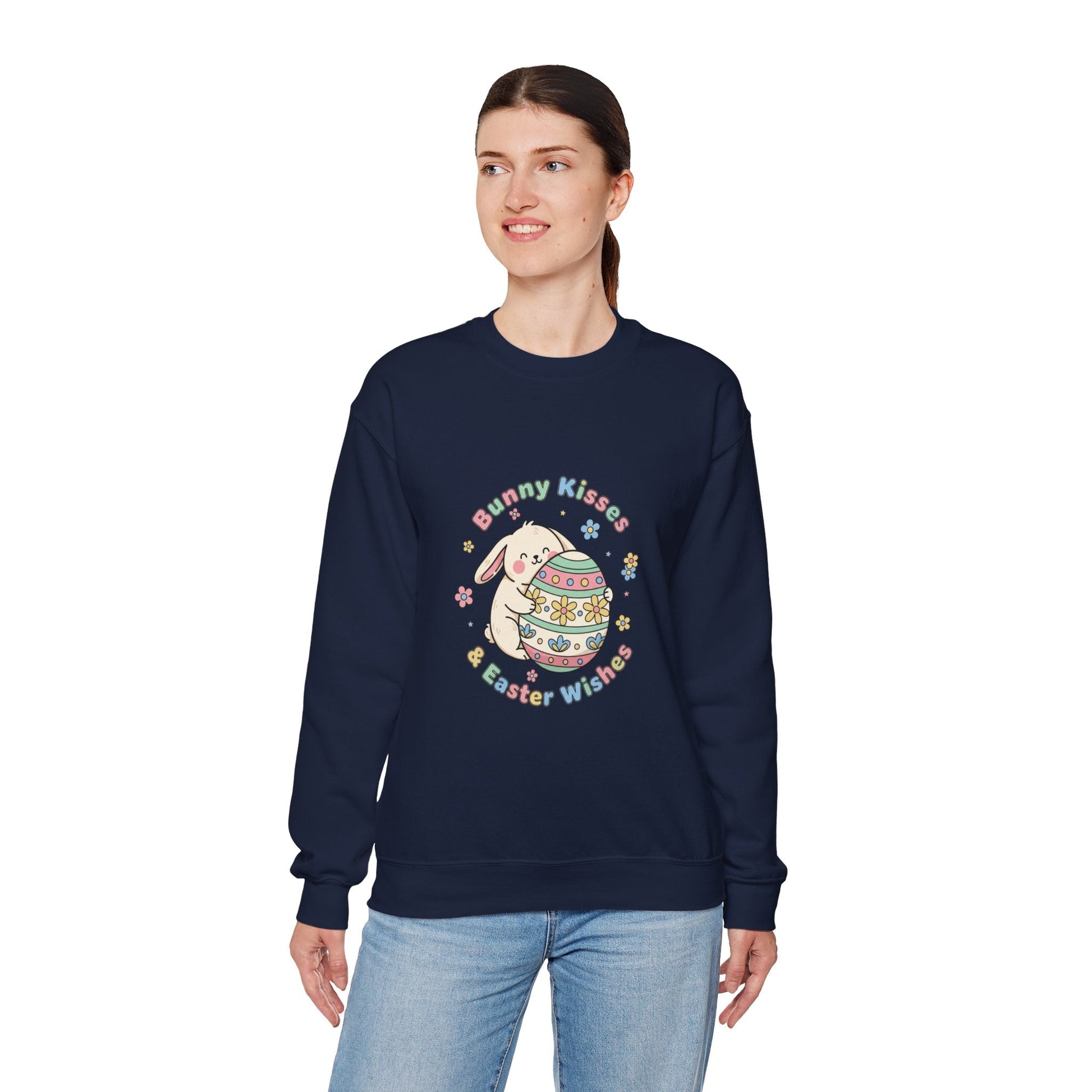 Bunny Kisses & Easter Wishes Crewneck Sweatshirt | pastel spring, bunny aesthetic - AKYCO