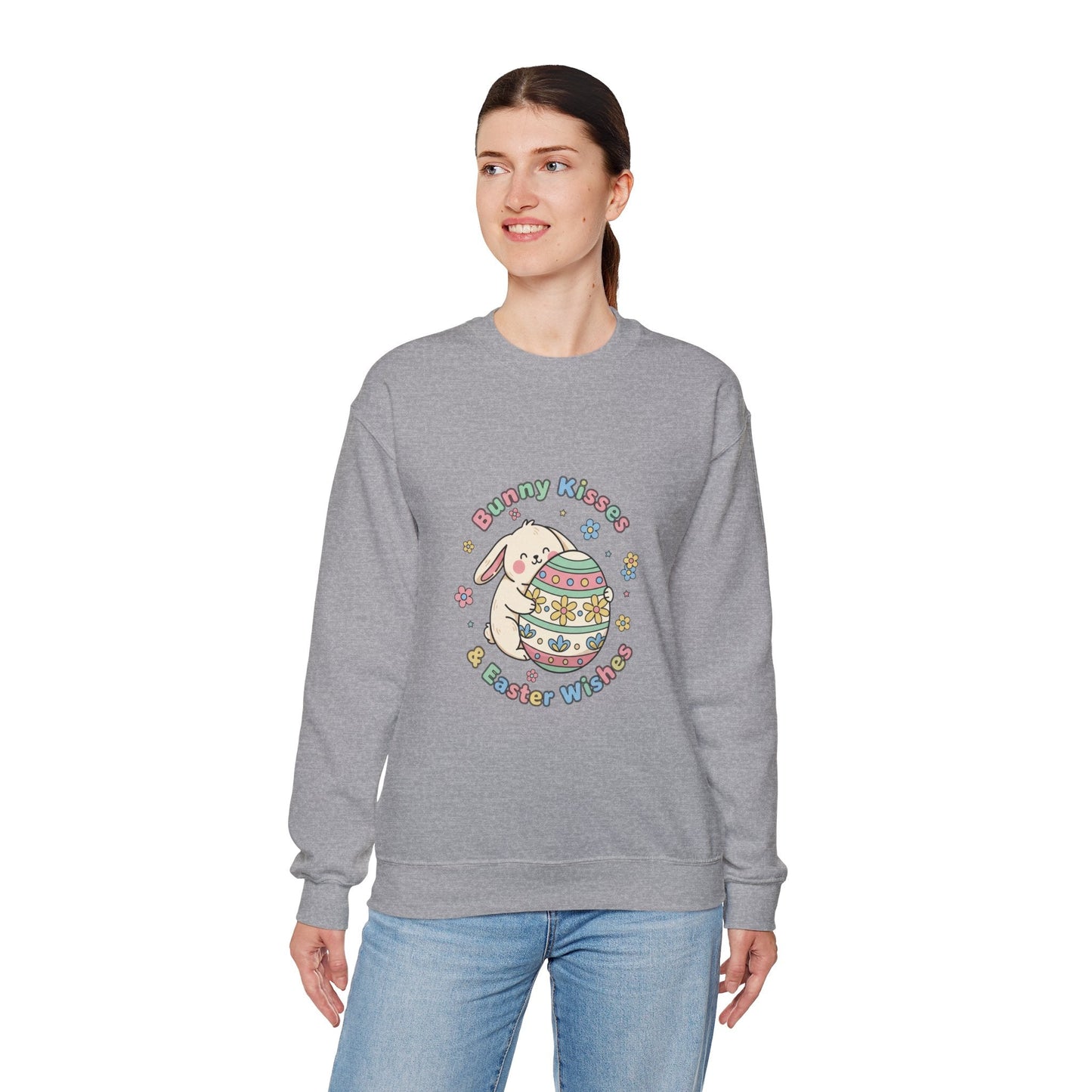 Bunny Kisses & Easter Wishes Crewneck Sweatshirt | pastel spring, bunny aesthetic - AKYCO