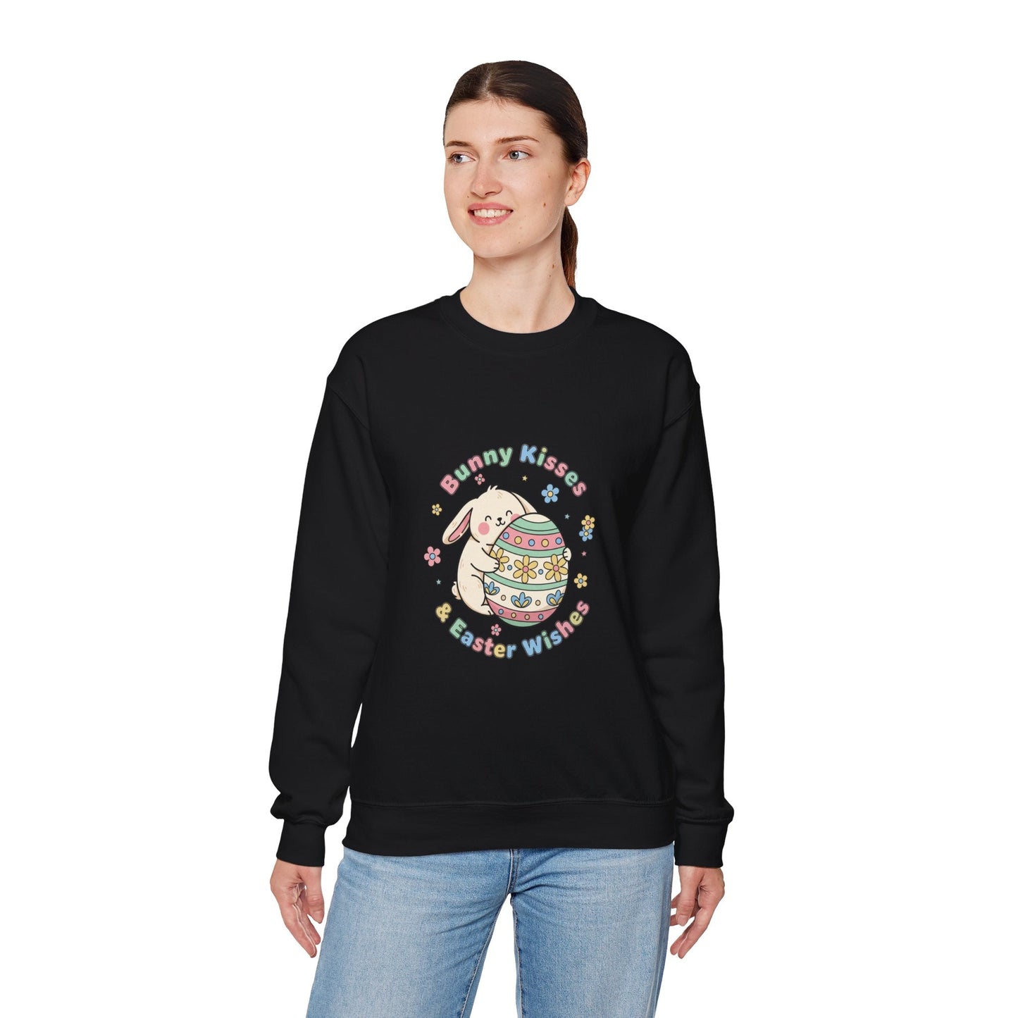 Bunny Kisses & Easter Wishes Crewneck Sweatshirt | pastel spring, bunny aesthetic - AKYCO