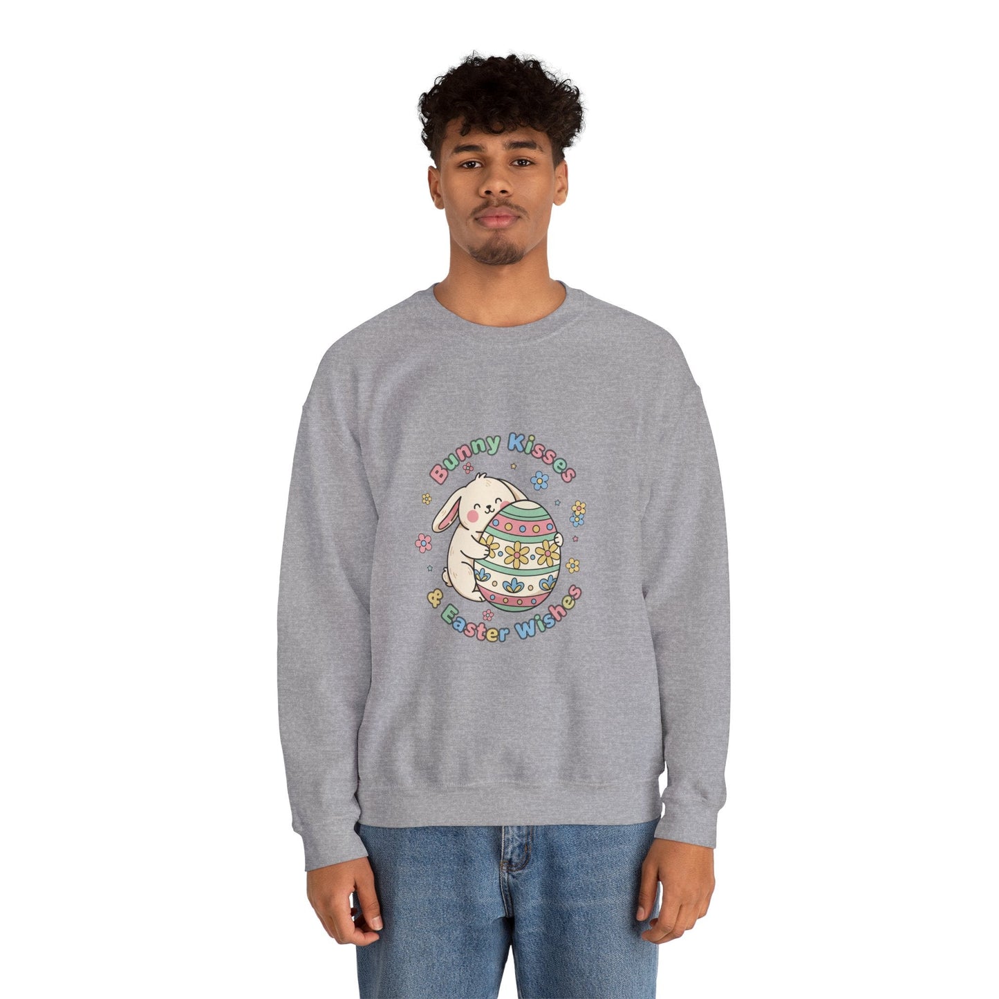 Bunny Kisses & Easter Wishes Crewneck Sweatshirt | pastel spring, bunny aesthetic - AKYCO