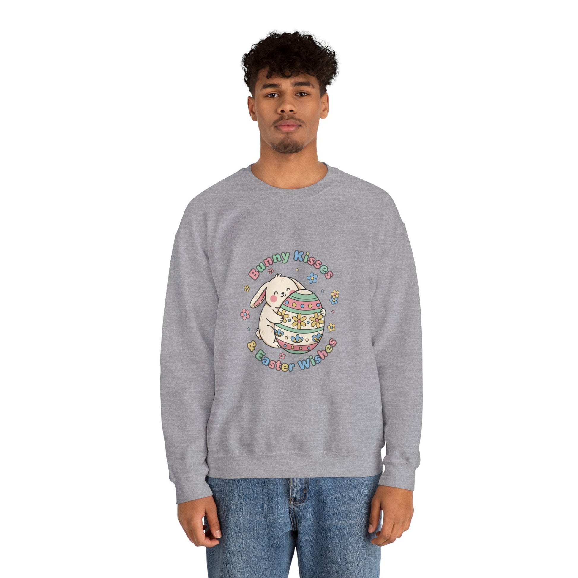 Bunny Kisses & Easter Wishes Crewneck Sweatshirt | pastel spring, bunny aesthetic - AKYCO