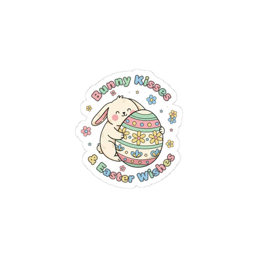 Bunny Kisses Easter Wishes Kiss - Cut Stickers | Pastel Spring, Bunny Aesthetic - AKYCO