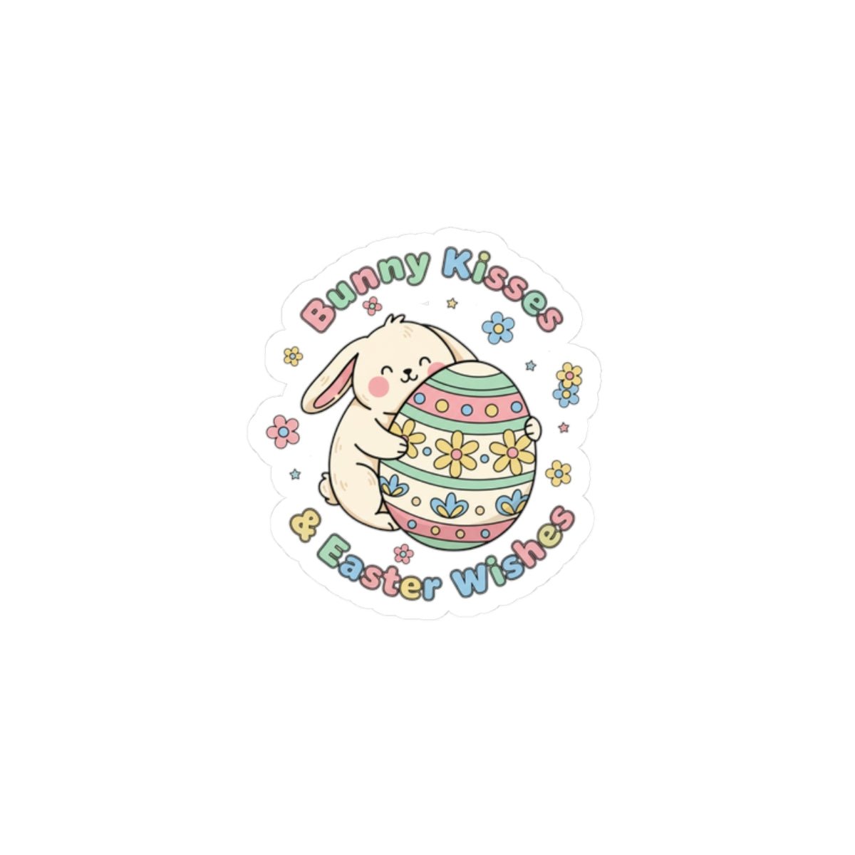 Bunny Kisses Easter Wishes Kiss - Cut Stickers | Pastel Spring, Bunny Aesthetic - AKYCO