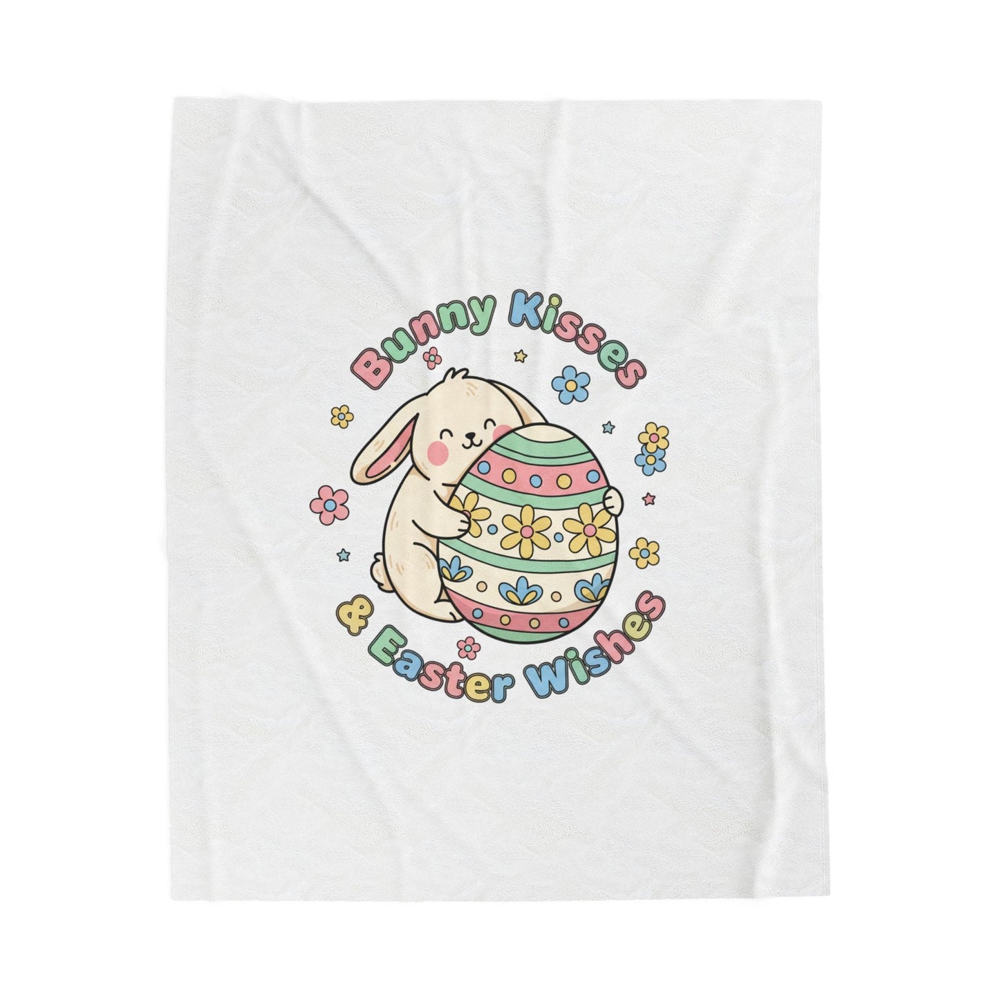 Bunny Kisses Easter Wishes Velveteen Blanket | pastel spring, bunny aesthetic - AKYCO