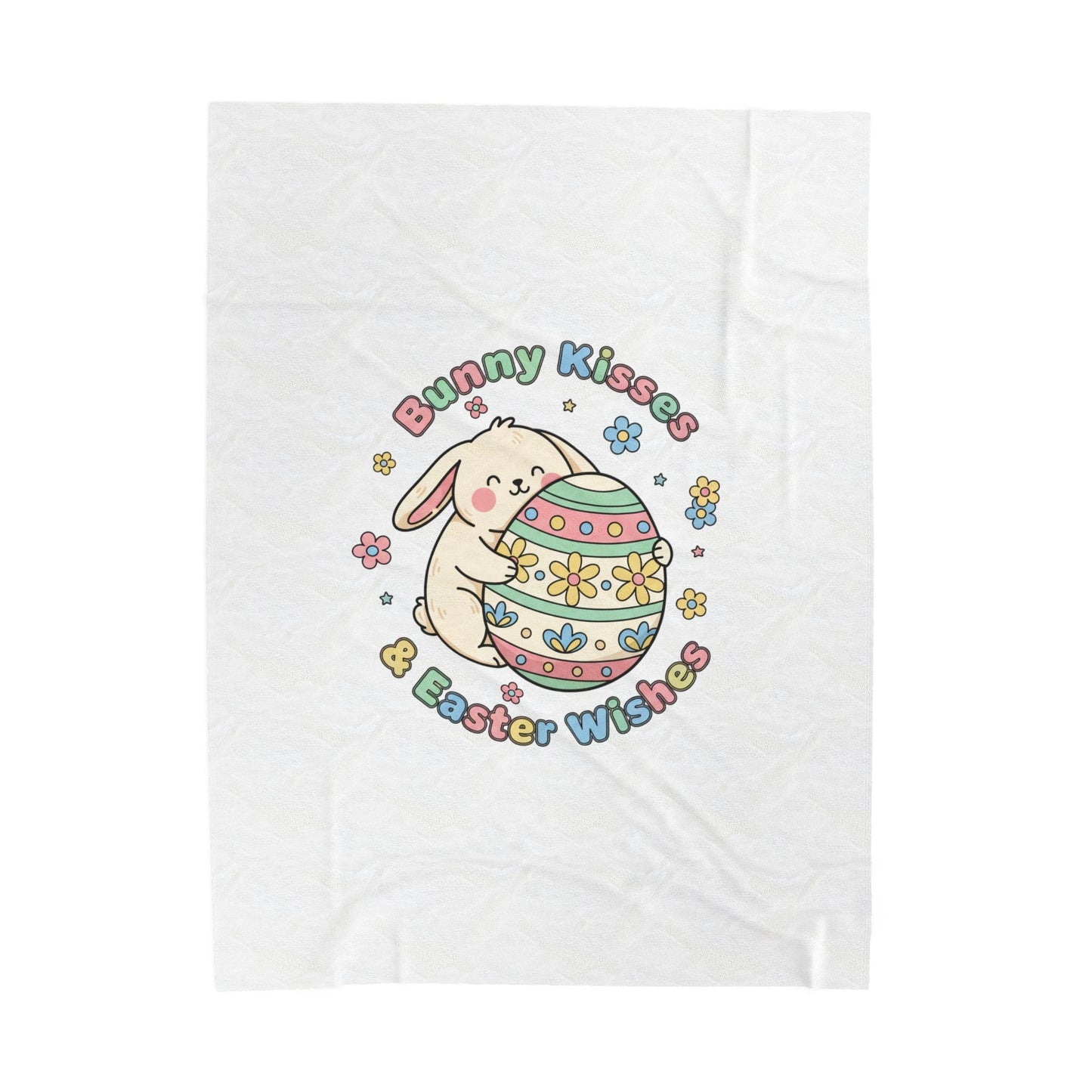 Bunny Kisses Easter Wishes Velveteen Blanket | pastel spring, bunny aesthetic - AKYCO