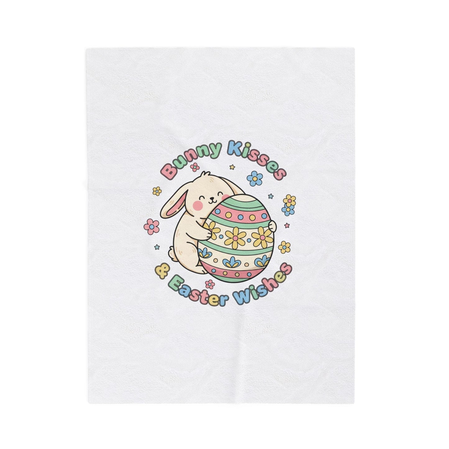 Bunny Kisses Easter Wishes Velveteen Blanket | pastel spring, bunny aesthetic - AKYCO