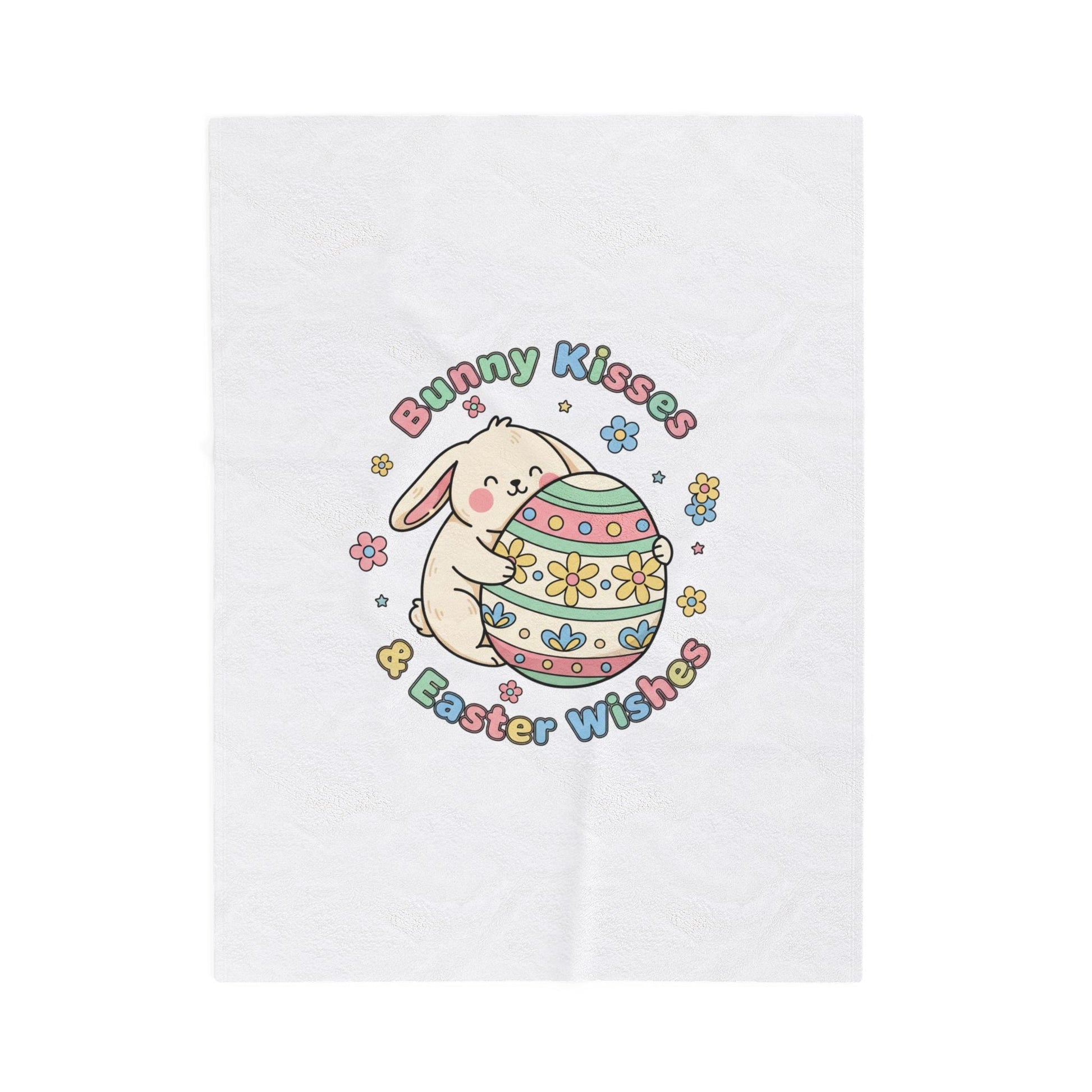 Bunny Kisses Easter Wishes Velveteen Blanket | pastel spring, bunny aesthetic - AKYCO