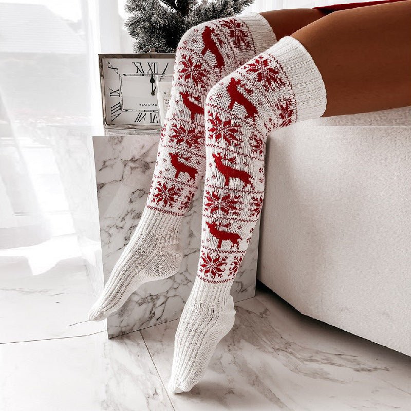 Calze Lunghe di Natale - Fiocco di Neve e Alce - Aky & Co.
