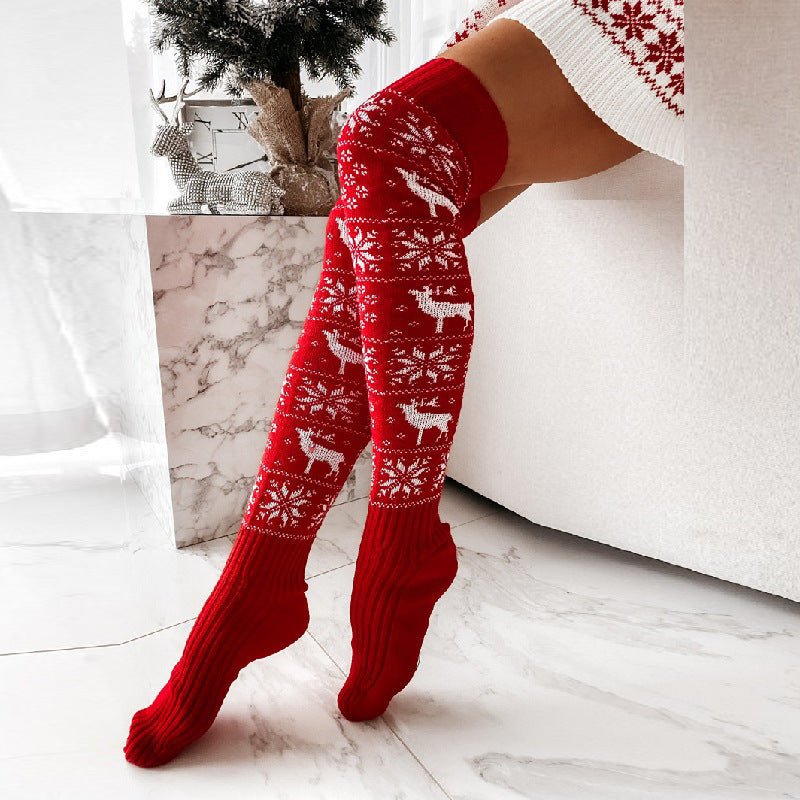Calze Lunghe di Natale - Fiocco di Neve e Alce - Aky & Co.