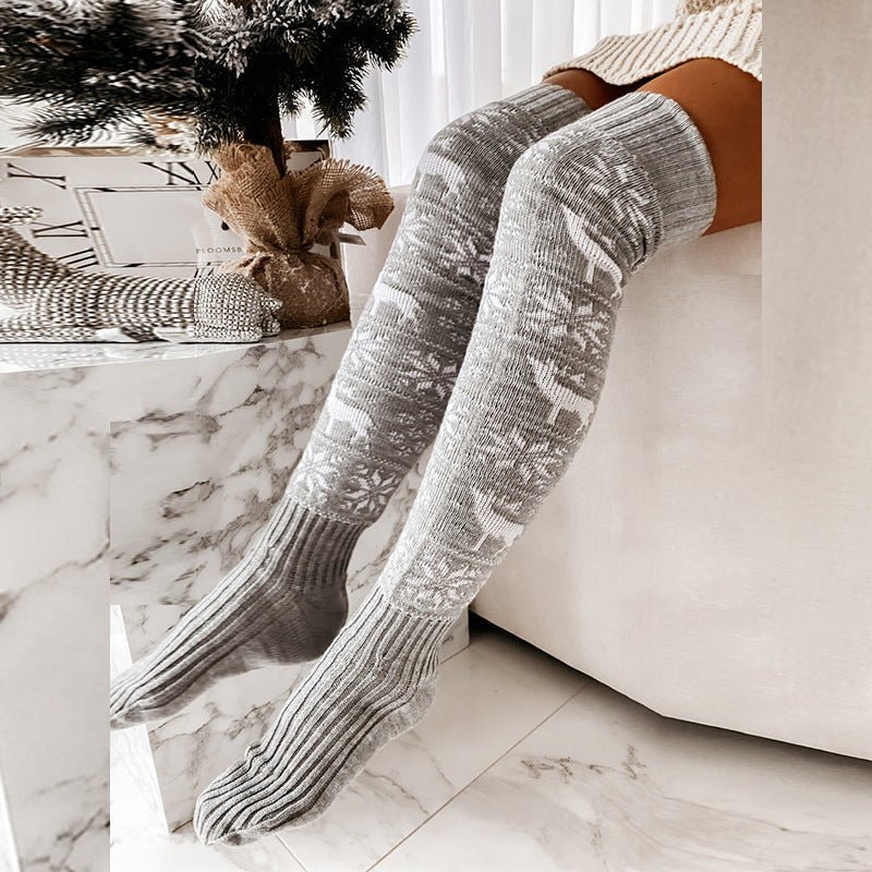 Calze Lunghe di Natale - Fiocco di Neve e Alce - Aky & Co.
