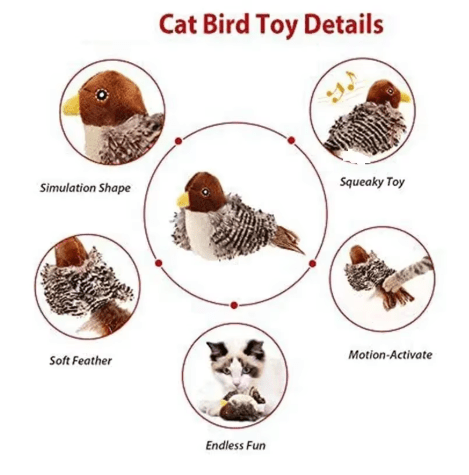 Cat Toys Dazzling Law Prey Series Sound Toys Touching Sensing Little Bird - Aky & Co.