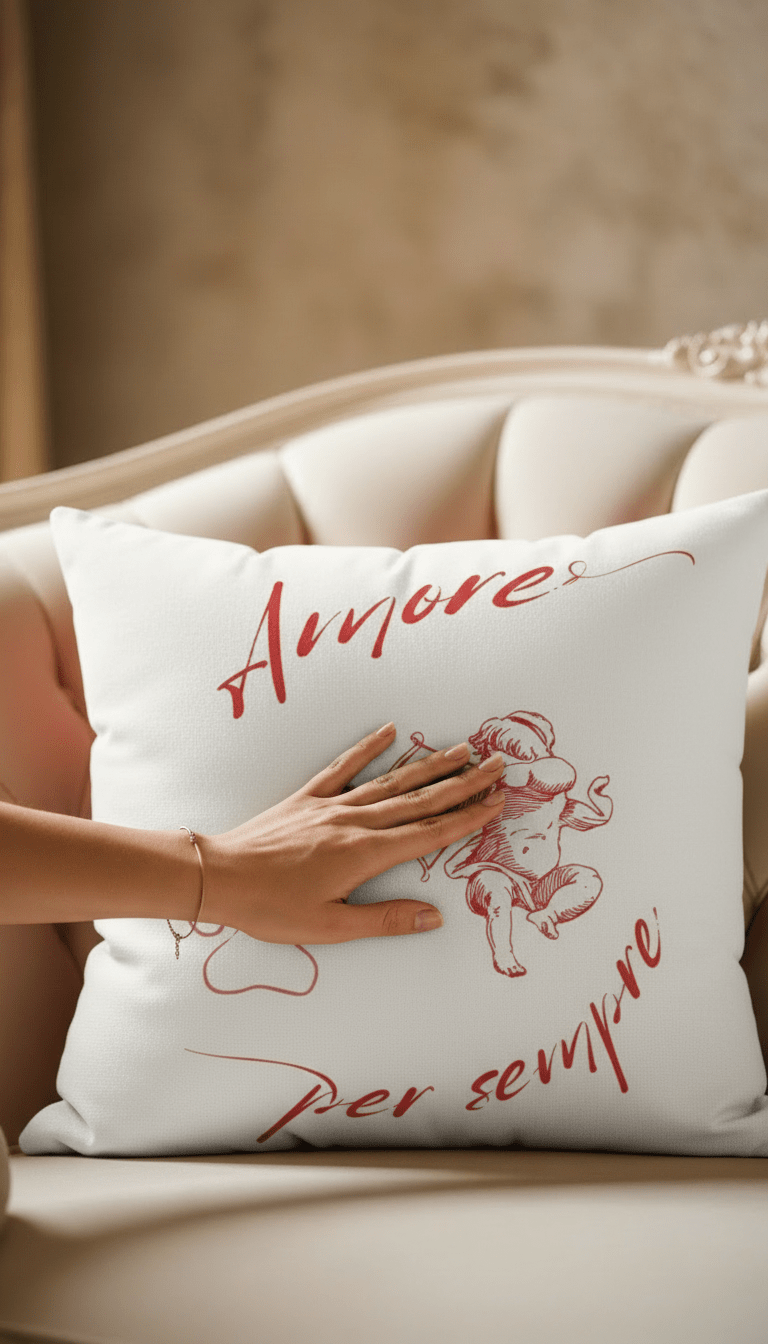 Cuscino Decorativo San Valentino Rosso con Cupido e Zampa – Amore per Sempre per Amanti degli Animali - AKYCO