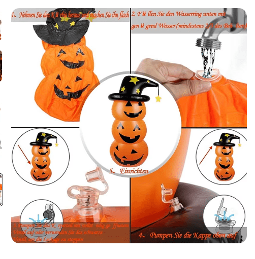 Decorazione Halloween Zucca Gonfiabile | Fantasma in Piedi da Giardino | Ornamenti Festa & Natale - Aky & Co.