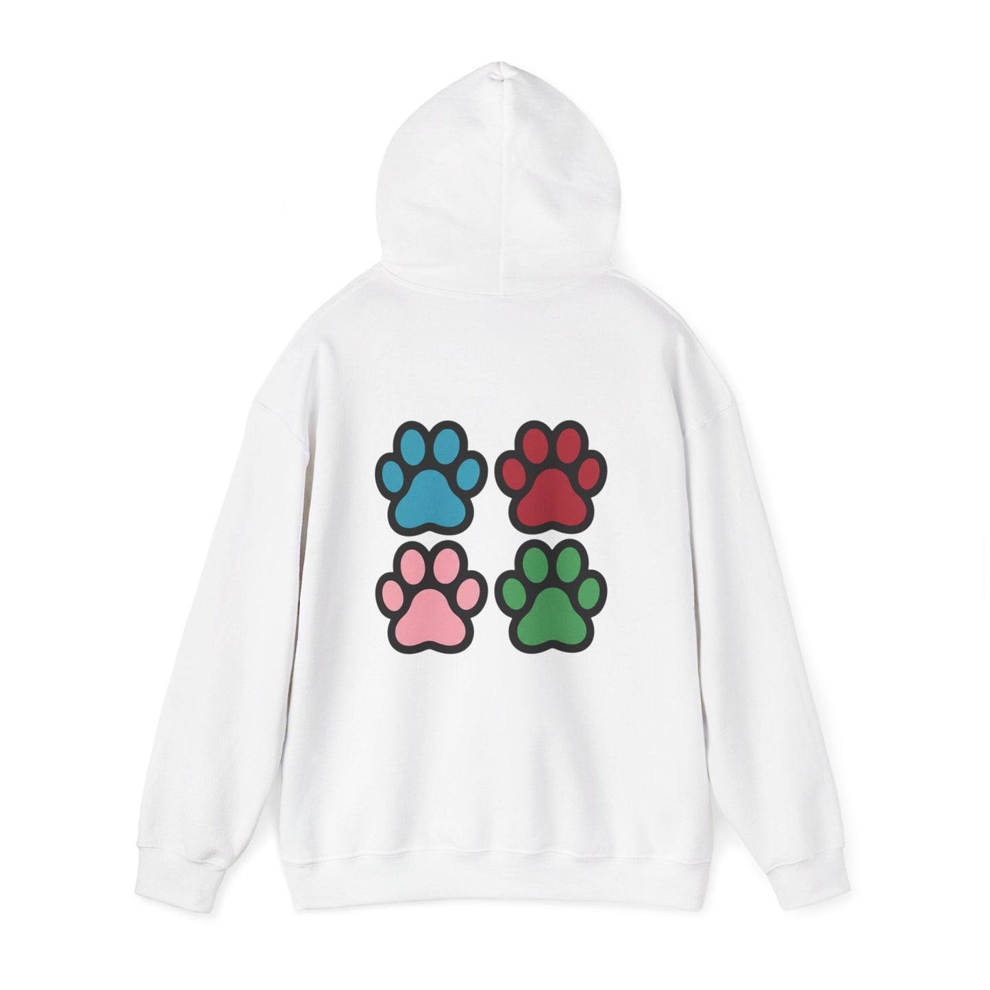 Dog Lover Hoodie – "Love My Dog" Cute Puppy Front + Colorful Paw Prints Back - AKYCO