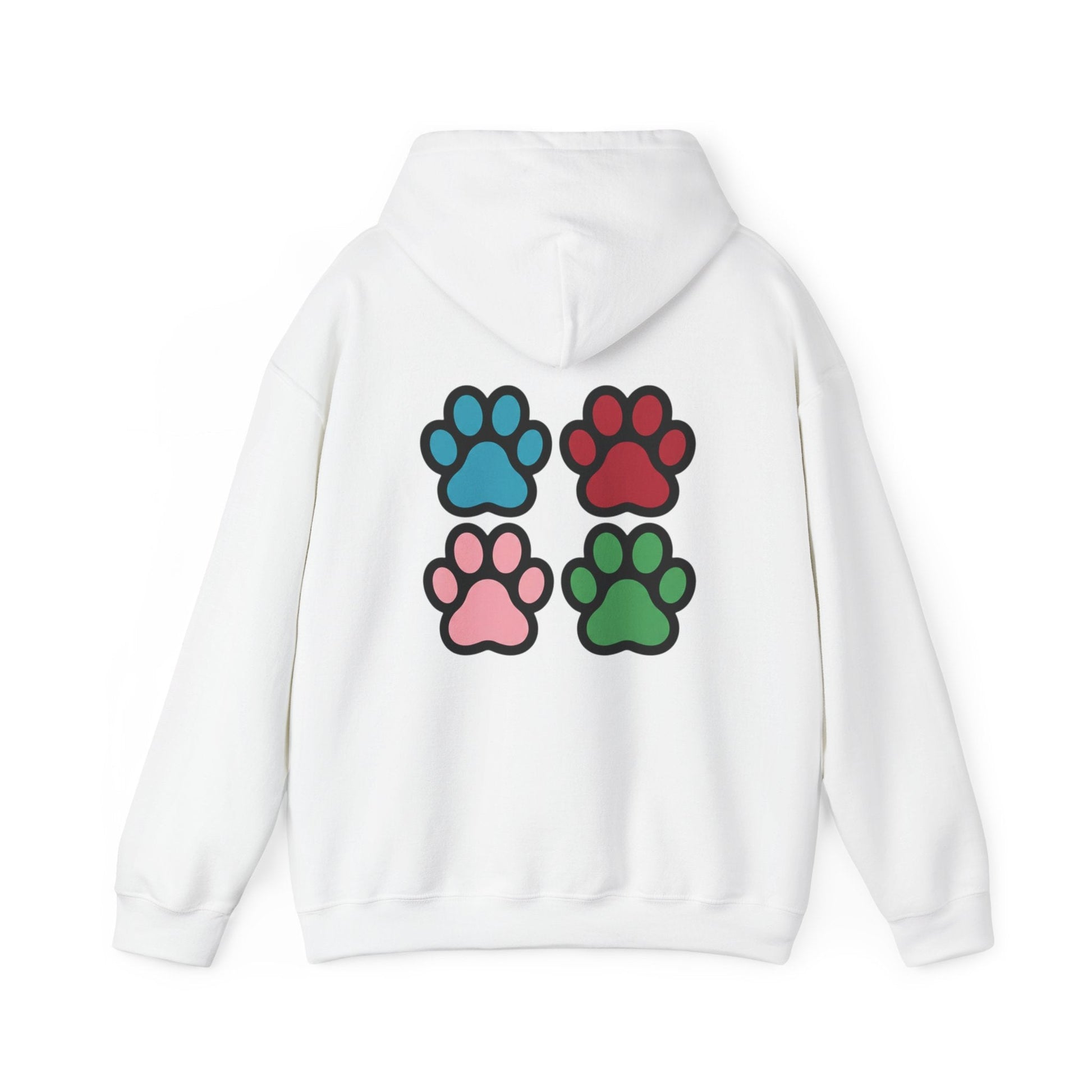 Dog Lover Hoodie – "Love My Dog" Cute Puppy Front + Colorful Paw Prints Back - AKYCO