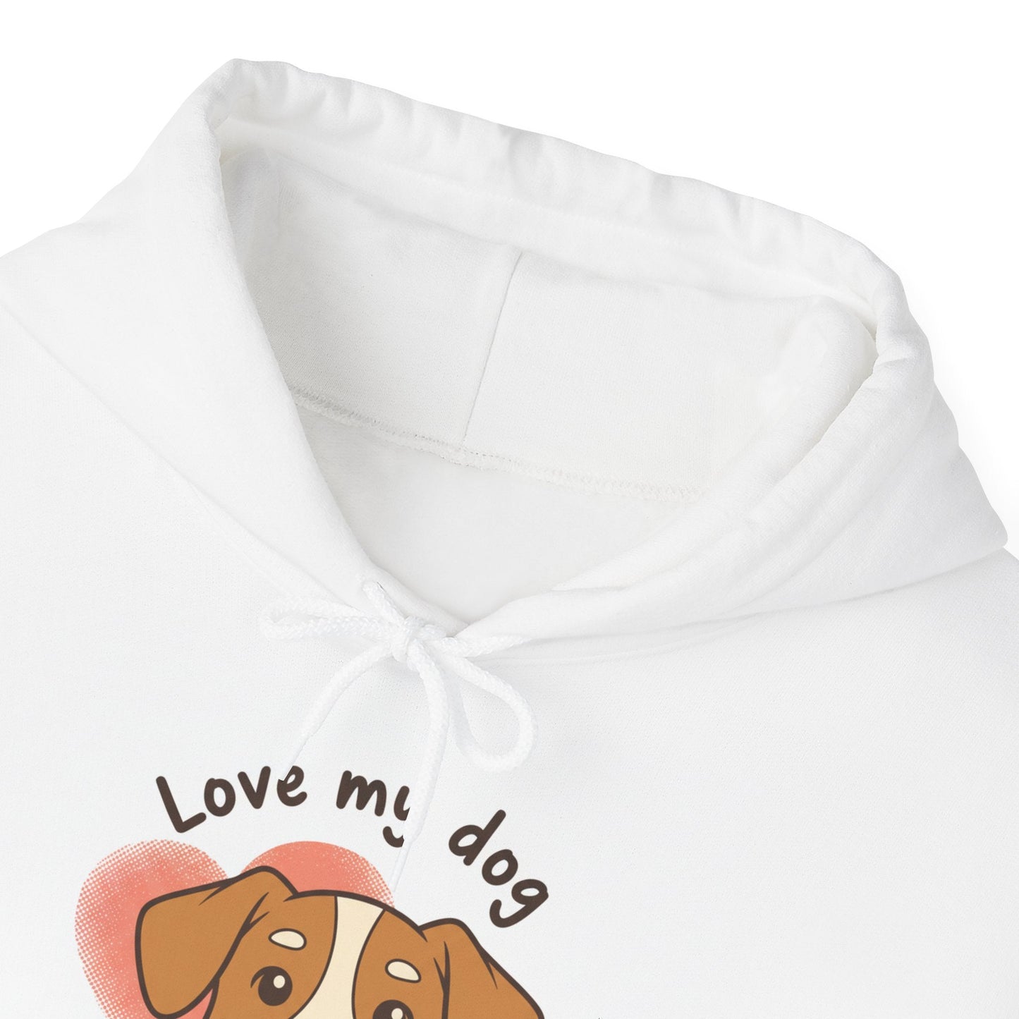 Dog Lover Hoodie – "Love My Dog" Cute Puppy Front + Colorful Paw Prints Back - AKYCO