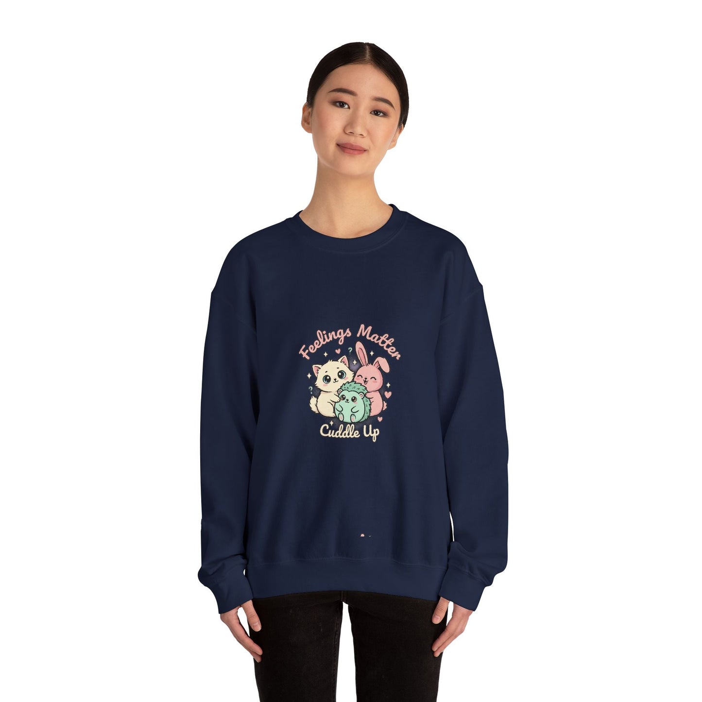 Emotive Kawaii Critters Crewneck Sweatshirt | tiny animals big feelings, pastel cute animal art - AKYCO