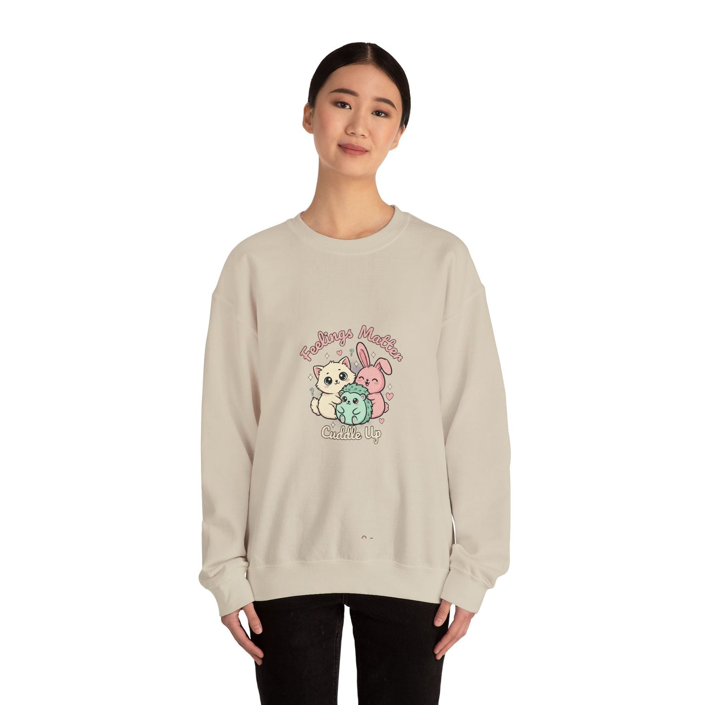 Emotive Kawaii Critters Crewneck Sweatshirt | tiny animals big feelings, pastel cute animal art - AKYCO