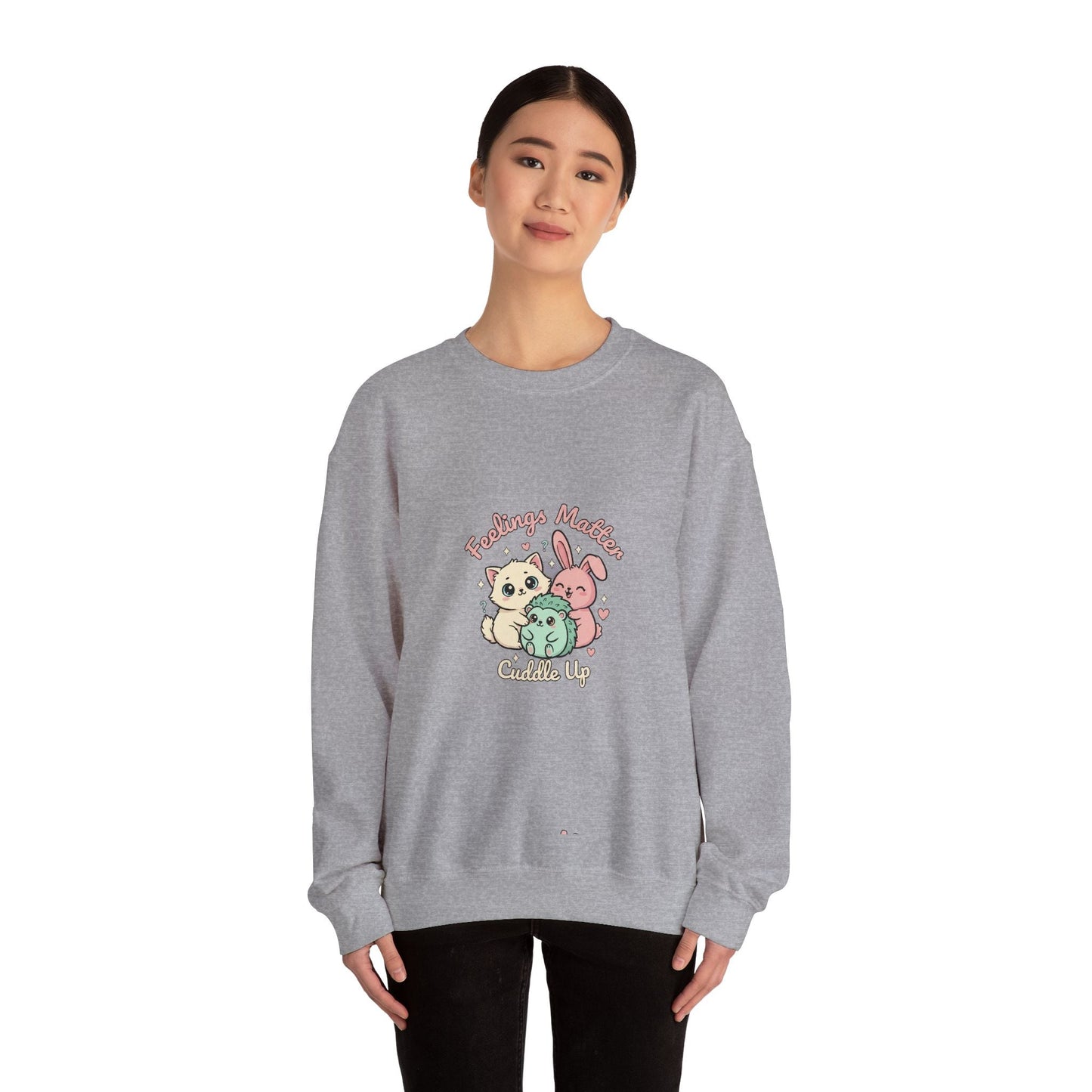Emotive Kawaii Critters Crewneck Sweatshirt | tiny animals big feelings, pastel cute animal art - AKYCO