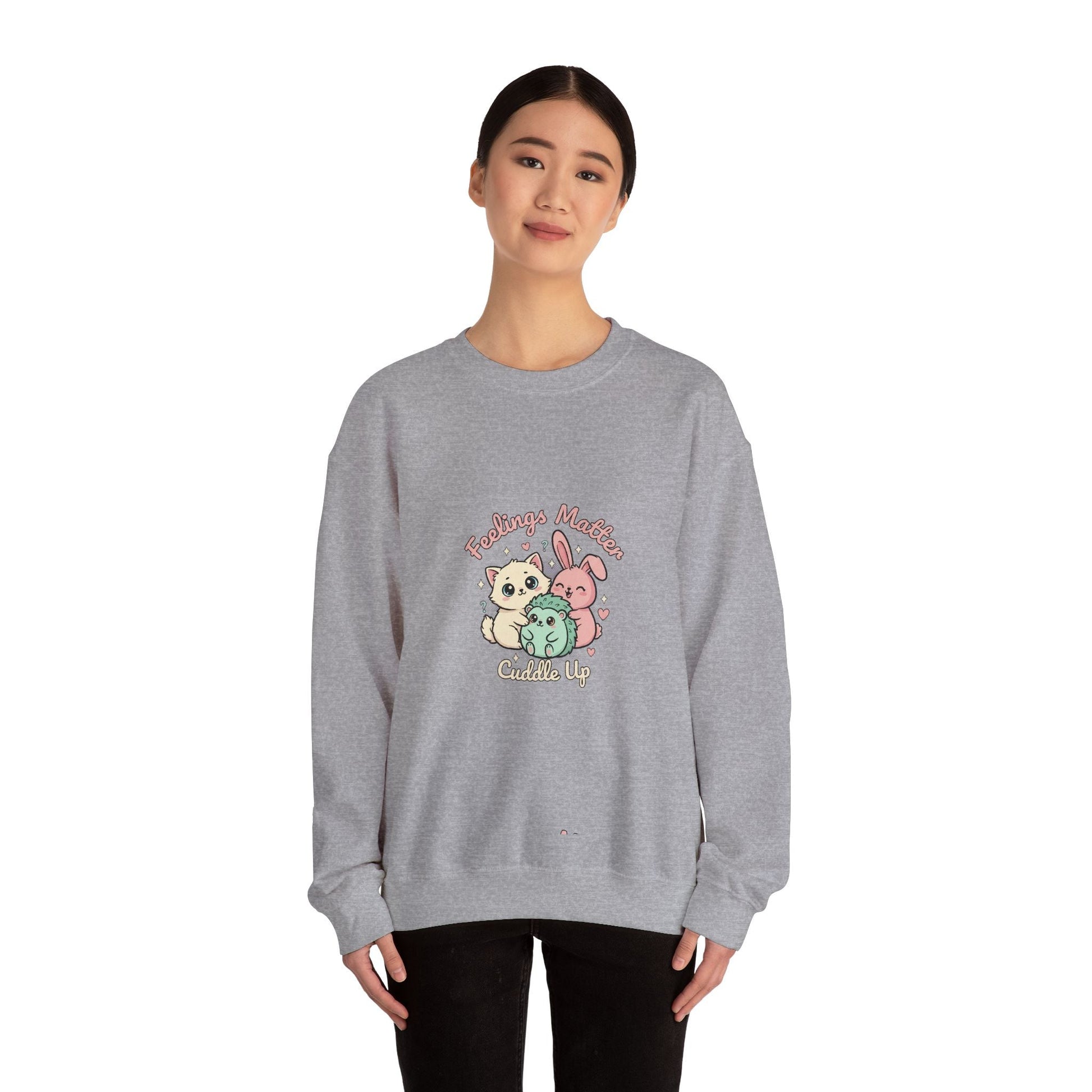 Emotive Kawaii Critters Crewneck Sweatshirt | tiny animals big feelings, pastel cute animal art - AKYCO