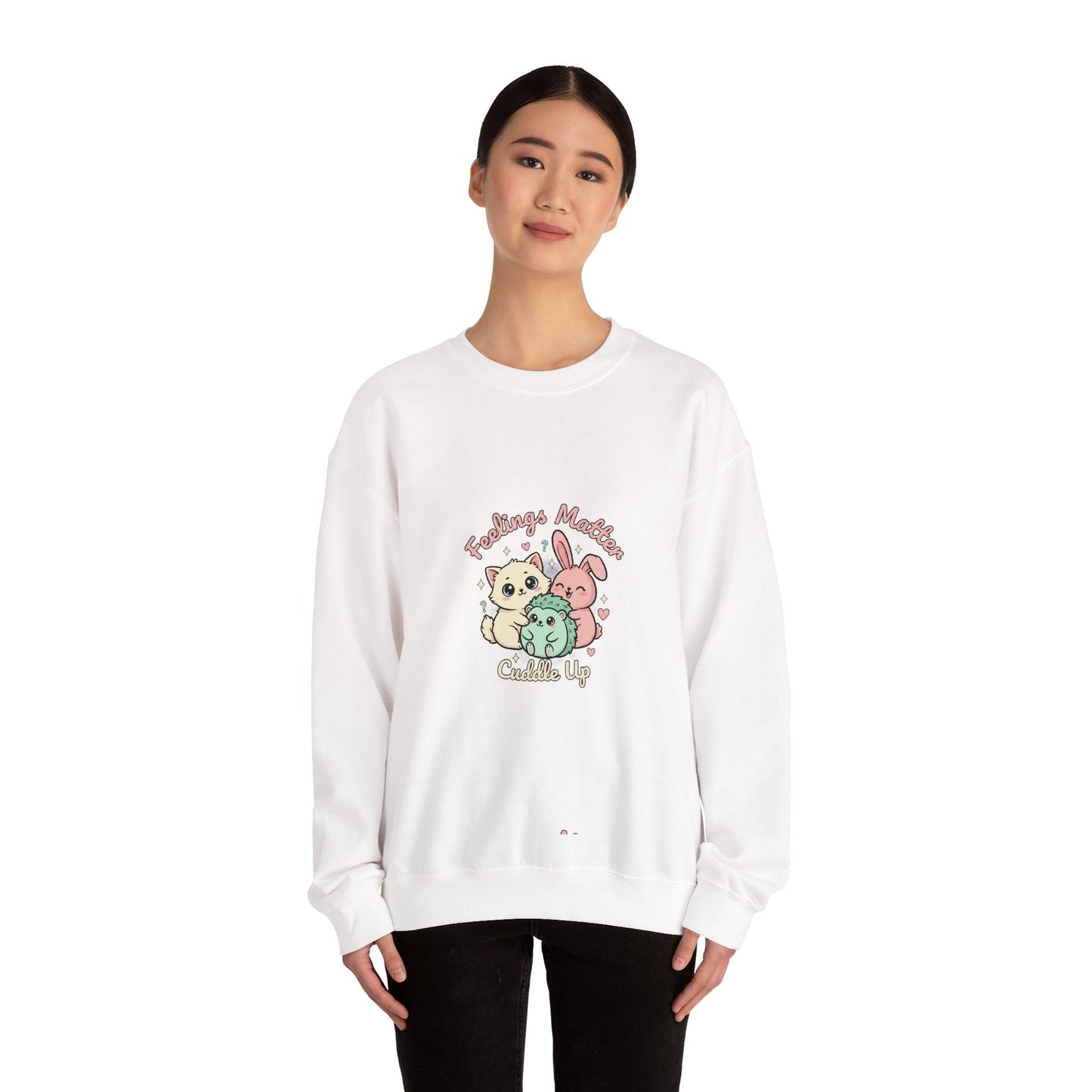 Emotive Kawaii Critters Crewneck Sweatshirt | tiny animals big feelings, pastel cute animal art - AKYCO
