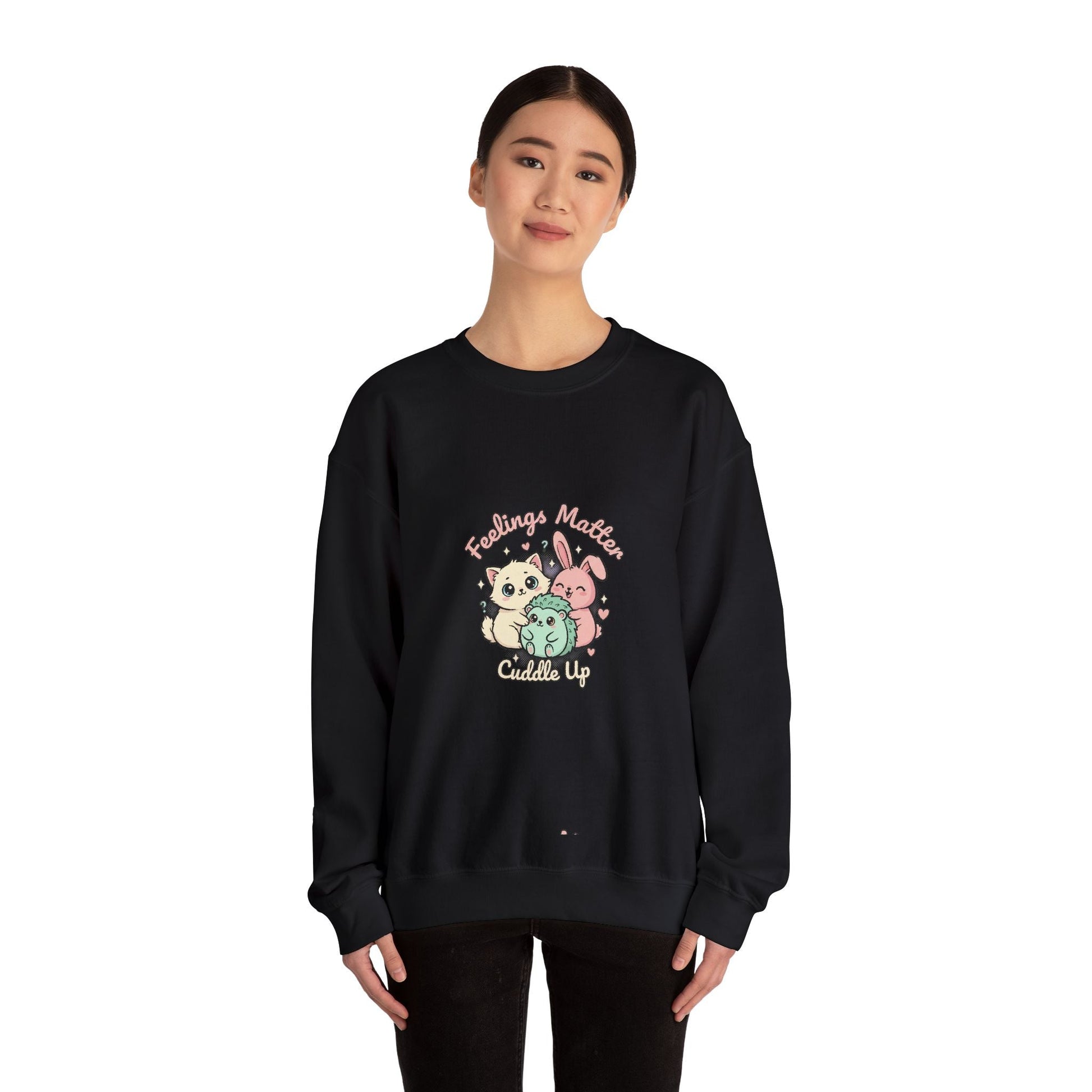 Emotive Kawaii Critters Crewneck Sweatshirt | tiny animals big feelings, pastel cute animal art - AKYCO