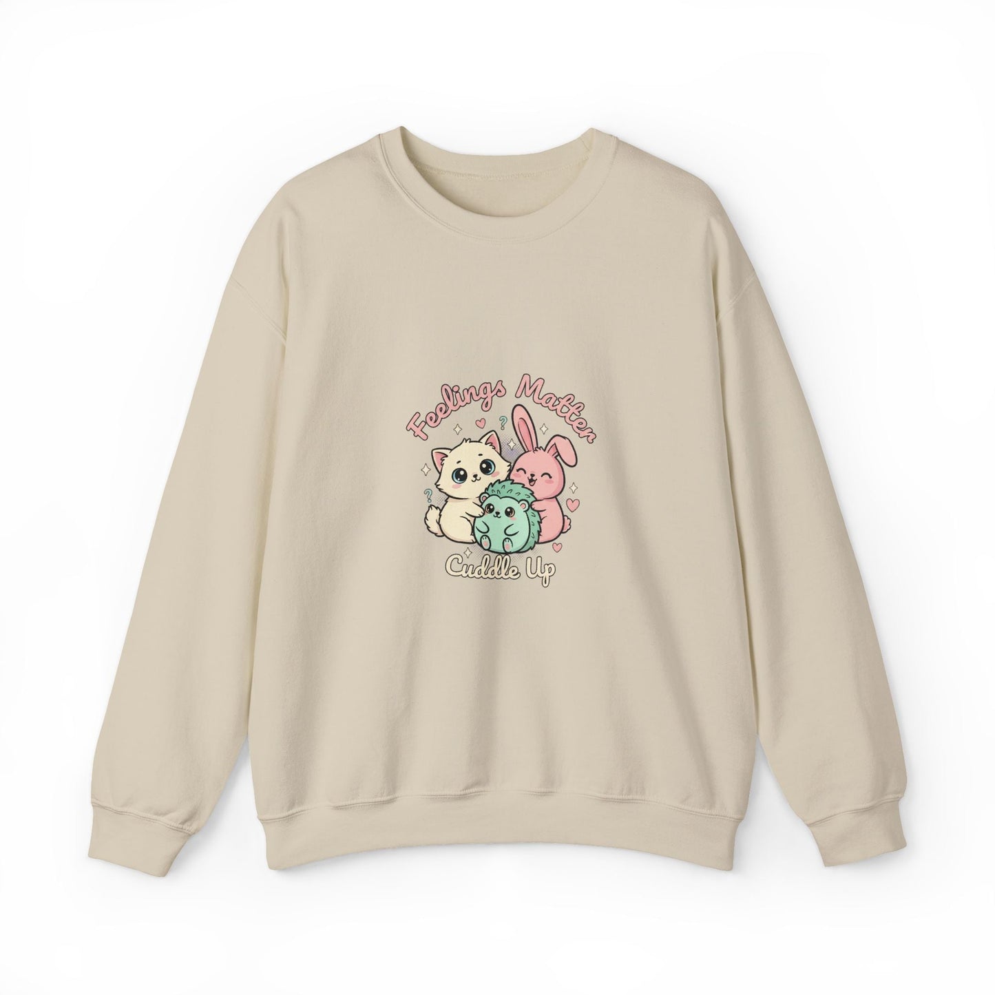 Emotive Kawaii Critters Crewneck Sweatshirt | tiny animals big feelings, pastel cute animal art - AKYCO